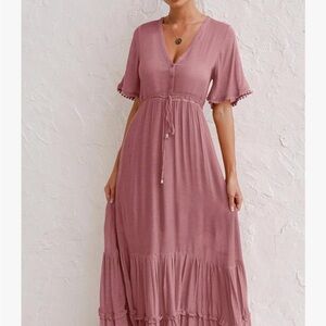 Womens Summer Cotton V Neck Floral Print Casual dress